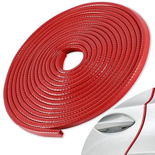 SINGARO 33Ft (10M) Car Door Edge Guard, No Glue Car Door Entry Guard Protective Strip, Rubber Edge Trim Car Door Protector, Applicable to Car, Truck, SUV and ATV, Car Exterior Accessories（Red） - color: Red, size: 33Ft/10M