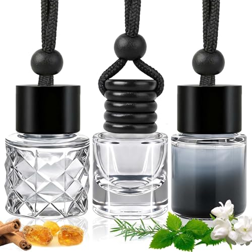 Car Air Freshener Hanging 3 Pack – Mixed Fragrance Cologne & Leather & Sandalwood oud, Long-lasting fragrance for 60+ days, Car Air Freshener Men, 0.27 FL OZ/8ML