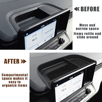 Muslogy Dashboard Storage Organizer Tray Compatible with Ford Maverick 2024 2022-2023 & Hybrid XL XLT Lariat Accessories Dash Insert Tray Behind Screen Won't Fit 2025 Maverick (Black) - size: Dashboard Storage Tray (2022-2024)