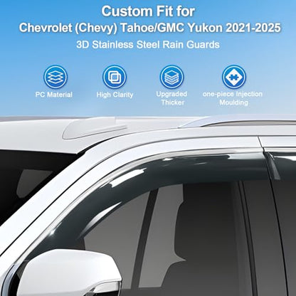 Sze Rain Guards Compatible with Chevy Tahoe/Cadillac Escalade/GMC Yukon 2021-2026 (Not for Cadillac Escalade ESV/GMC Yukon XL) Side Window Deflectors Window Visors Out-Channel Guard Deflector-4pcs - style: Chevrolet Tahoe/GMC Yukon/ 2021-2025