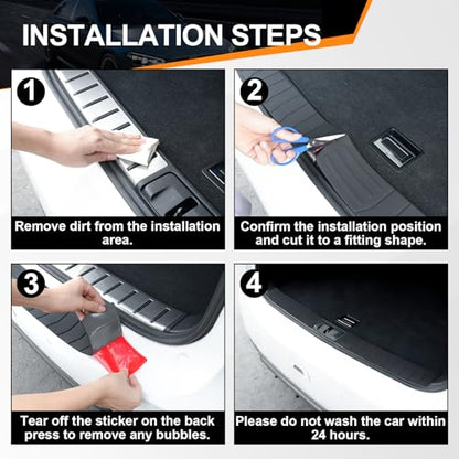 SINGARO Car Rear Bumper Protector, 41.5inch x3.6inch Car/SUV/Trunk Universal Rubber Anti-Scratch Trunk Exterior Accessories - size: 41.5"x3.6"