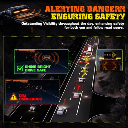 2x17.7 Traffic Advisor Light Bar w/Digital Display Controller Windshield LED Emergency Strobe Visor Safety Warning Hazard Flashing Lights for Firefighter Police Trucks Vehicles, Amber/White - color: #01 Amber/White