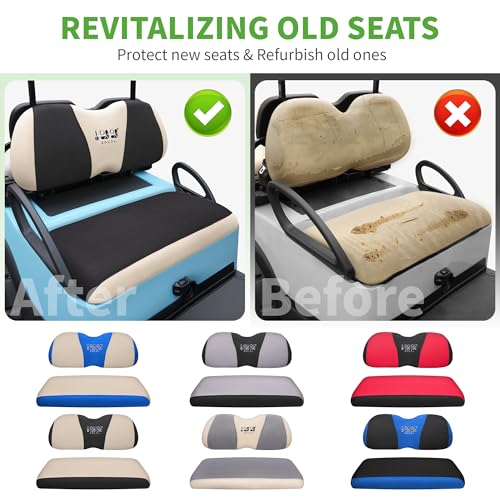 10L0L Golf Cart Seat Covers for Yamaha G29 Drive2 Club Car Precedent Tempo, Breathable Mesh Bench Seat Cover, No Drilling Front Seat Cushion, All-Season Comfort Gray Black - color: Black and Beige