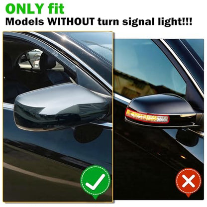 Moonlinks Mirror Cover Replacement Compatible With Nissan Altima 2.5L 2007 2008 2009 2010 2011 2012, Glossy Black Right Passenger Side Clip-on Mirror Cap WITHOUT Turn Signal, Replace for 96301-JB13E - color: Right Black