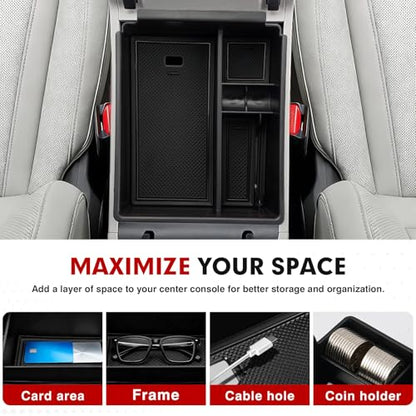 Autorder Center Console Organizer for 2022-2026 Hyundai Santa Cruz Accessories Car Armrest Storage Box Middle Console Tray Container with Black & Red Non-Slip Silicone Mats - size: 2022-2026 Santa Cruz