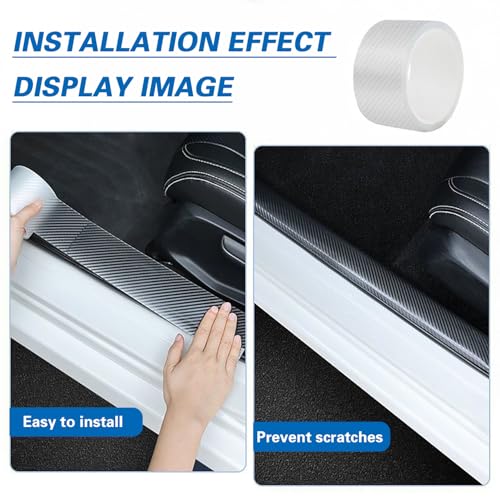 Car Door Edge Protector Sill Guards Door Film，3D Carbon Fiber Car Warp Clear Film with Anti-Collision Protection for Most Vehicles (2.7In x 16.5Ft Transparent)