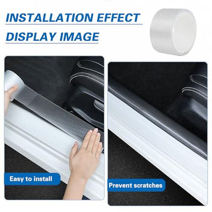 Car Door Edge Protector Sill Guards Door Film，3D Carbon Fiber Car Warp Clear Film with Anti-Collision Protection for Most Vehicles (2.7In x 16.5Ft Transparent)