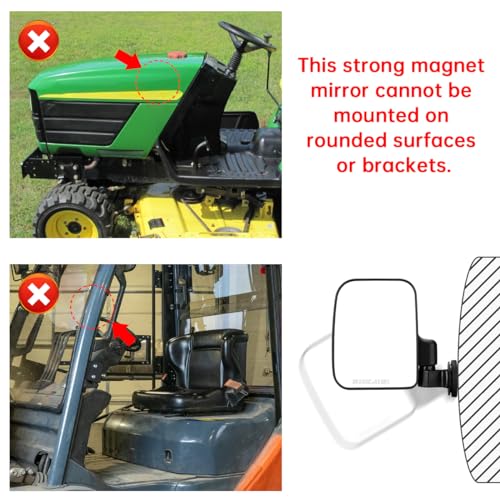 SHEJISI Strong Magnetic Tractor Side Mirrors, Fit for Tractors、Forklifts、Small Dozers、Lawn Mower、Lift Trucks、Safe and Practical Accessories Compatible with John Deere,Kubota,Toyota,Yale,Crown,Case IH