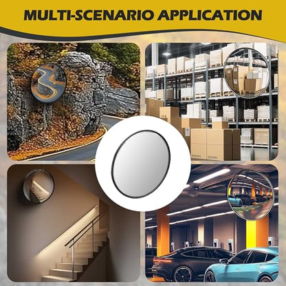 24 Inch Convex Security Mirror, Wall Mounted Wide Angle Safety Mirror for Blind Spot, Adjustable Shatterproof Driveway & Garage Mirror (Black) - size: 24" Wall mounted