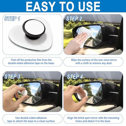 Quzzy 2 PCS Blind Spot Mirrors, Heart Shaped Blindspot, 360 Degree Adjustable Wide Angle Rearview Mirror, Automotive Exterior Accessories for Cars Suvs