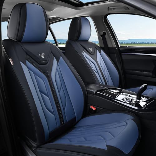 Coverado Seat Covers, Car Seat Covers Front Seats, Leather Seat Covers for Cars, Automotive Seat Covers Car Seat Protector Car Seat Cushion Universal Fit for Most Sedans SUV Pick-up Truck(Black&Blue) - color: Black&Blue, size: Front