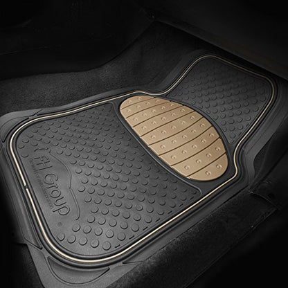 FH Group Heavy-Duty Car Mats - Universal Fit, Trimmable Rubber Floor Mats, Sedans, SUVs, Trucks - Beige - color: Beige