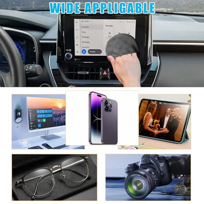 Ohleats Car Screen Cleaner, 4.33"×4.33" Microfiber Auto Screen Cleaning Pad, Foldable Touch Screen Cleaner Cloth for Vehicle Dashboard LCD Display, Interior Car Accessories (Round, 2PCS) - color: Round,2Pcs