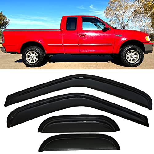 Window Visors Rain Guards for Ford 1997-2003 F150,1997-1999 F250 Light Duty Super/Extended Cab, Side Wind Deflectors Vent Guard Shade Sun 94808 4-Pieces Set - size: 1997-2003 F150 Super/Extended