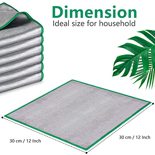 Glass Polishing Cloth Streak Free Miracle Cleaning Cloth Lint Free Microfiber Cleaning Rags for Glasses Kitchen Dish Mirrors Easy Clean, Pack of 6, 12" x 12" - color: Sliver, Pack of 6