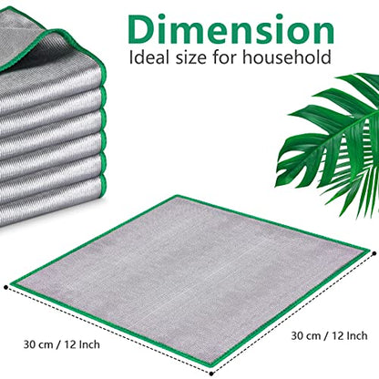 Glass Polishing Cloth Streak Free Miracle Cleaning Cloth Lint Free Microfiber Cleaning Rags for Glasses Kitchen Dish Mirrors Easy Clean, Pack of 6, 12" x 12" - color: Sliver, Pack of 6