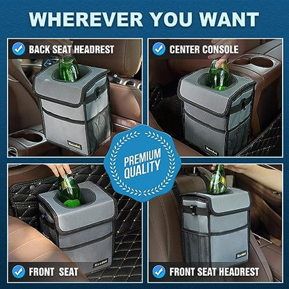K KNODEL Car Trash Can, Waterproof Garbage Can, Trash Bag with Lid, Leak-Proof Car Bin, Trash Hanging Bag for SUV (Medium, Gray) (Pack of 2) - color: Gray, size: Medium (Pack of 2)
