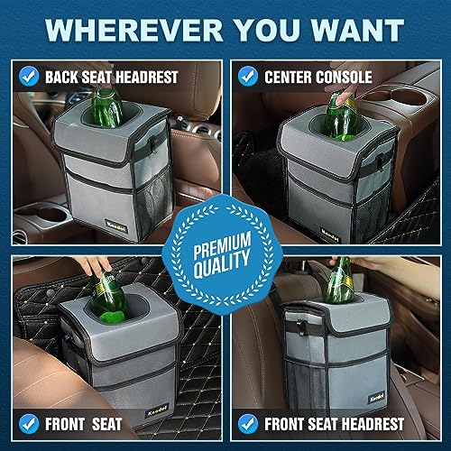 K KNODEL Car Trash Can, Waterproof Garbage Can, Trash Bag with Lid, Leak-Proof Car Bin, Trash Hanging Bag for SUV (Medium, Gray) - color: Gray, size: Medium