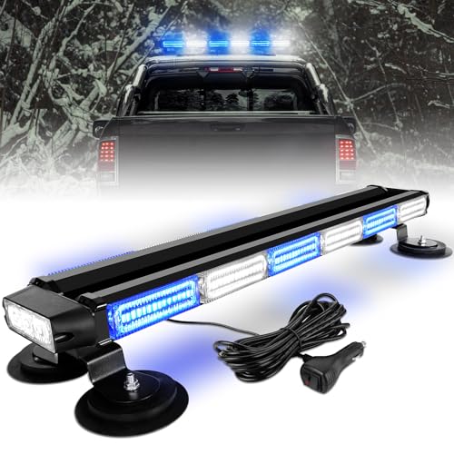 ASPL 26inch 126 LED Rooftop Emergency Strobe Lights Bar Double Side Flashing Safety Warning Traffic Advisor Light Bar Hazard Snow Plow Light for Trucks Vehicles Construction Tow Pickup(Blue/White) - color: Blue/White