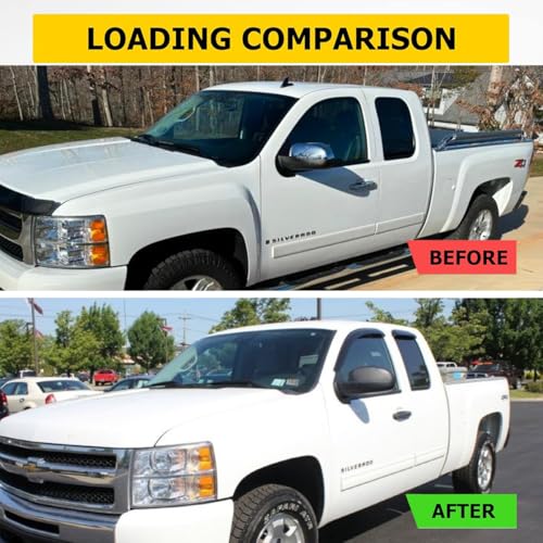 Original Side Window Wind Deflector for 2007-2013 Chevy Silverado/GMC Sierra 1500,2007-2014 2500HD/3500HD with Extended Cab, 4pcs Out-Channel Tape-On Rain Guards Set,Window Visor 94040 - size: 07-13 Extended Cab(Half Rear Door)