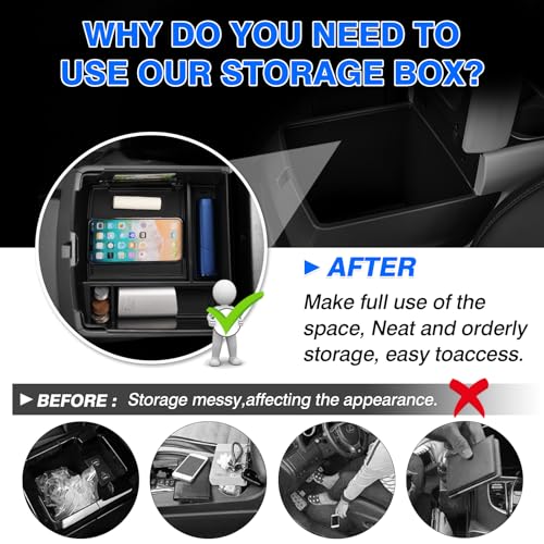 Autorder 2PCS Center Console Organizer for Kia Carnival 2022-2025 2026 Accessories Armrest Storage Box Secondary Insert Tray with Black Anti-Slip Mat（Front Tray + Armrest Organizer） - size: 2022-2026 Kia Carnival 2PCS