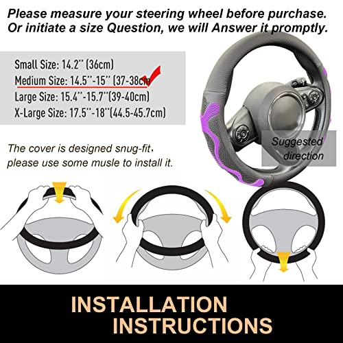 PINCTROT Comfy Grip Steering Wheel Cover, Anti-Slip Design, Universal 14.5-15 Inch(Silicone Purple) - color: 6.Purple, size: Medium(Standard) Size[14 1/2''-15'']