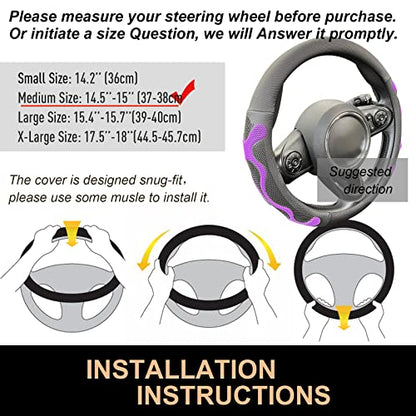 PINCTROT Comfy Grip Steering Wheel Cover, Anti-Slip Design, Universal 14.5-15 Inch(Silicone Purple) - color: 6.Purple, size: Medium(Standard) Size[14 1/2''-15'']