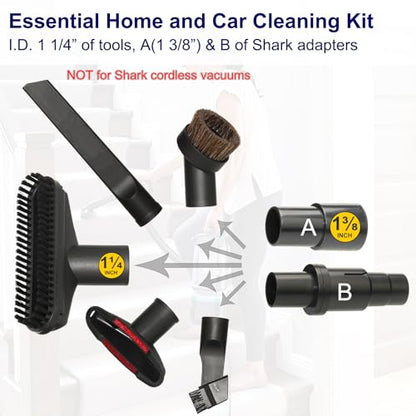 Portek Vacuum Attachments Compatible with Shark Navigator Lift-Away Deluxe Rotator Stratos DuoClean Corded Rocket Vac, Vacuum Accessories(Car Detailing Kit with Storage Bag)