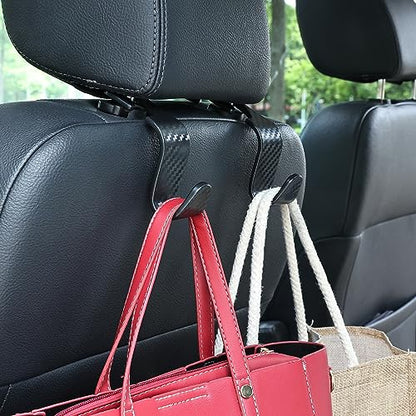 Car Seat Headrest Hooks Vehicle Storage Organizer for Purses Handbags Groceries Coats – Holds 55 lbs 360° Rotating Checkered Pattern Design 4 Pack (Black Checkered) - color: Black Checkered