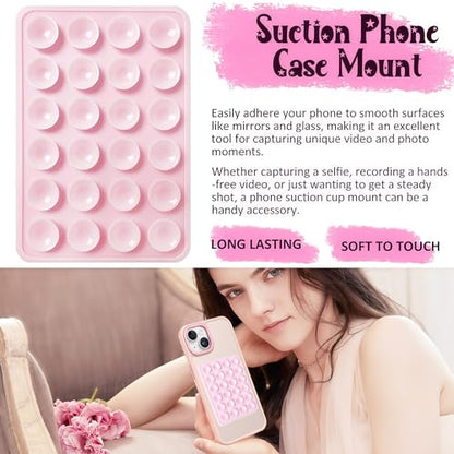 LvShuLiangPin 2 Pack Silicone Suction Phone Case Mount, Silicon Adhesive Phone Grip for Smartphones, Hands-Free Mirror Shower Phone Holder for Selfies, Tiktok Videos (Translucent) - color: Translucent