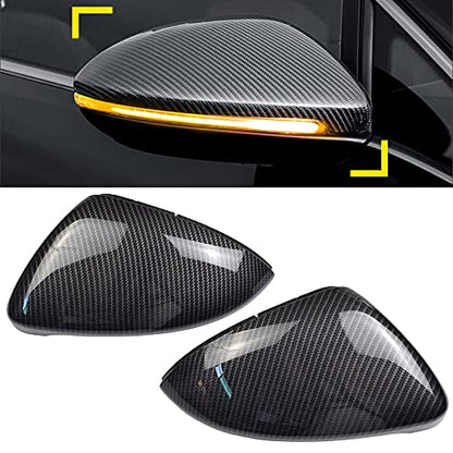 1 Pair Black Rearview Mirror Cover Left Right Side Mirror Covers Caps for VW Golf MK7 7.5 GTI 7 Golf 7 R (Carbon Fiber) - color: Carbon Fiber