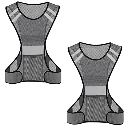TCCFCCT Reflective Running Vest, High Visibility Running Gear with Large Pocket - color: 2 Pack Mesh Grey
