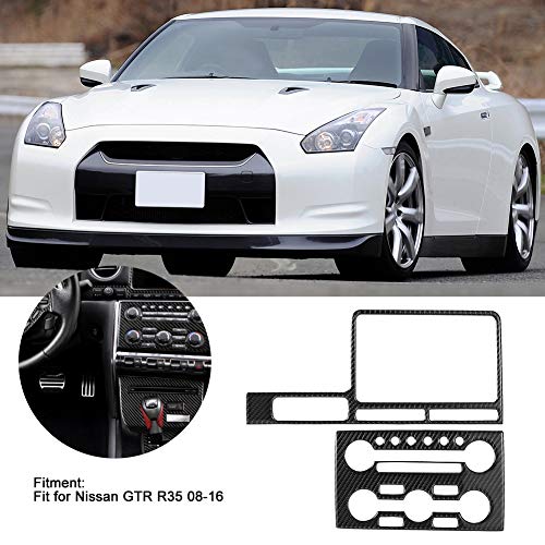 Acouto Carbon Fiber Center Console Trim for GTR R35 08‑16, 2Pcs/Set Carbon Fiber Central Control Navigation Trim Cover Car Interior Decoration Accessories