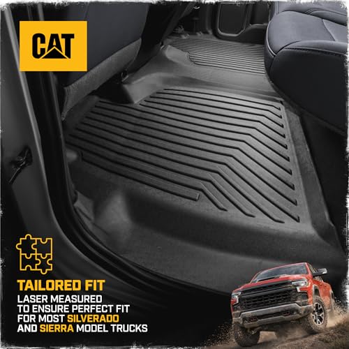 CAT® JustFit™ 3D Custom Fit Bench Floor Mat for 2019-2026 Chevrolet Silverado 1500/GMC Sierra 1500 & 2020-2026 Chevy Silverado/GMC Sierra 2500HD/3500HD Crew Cab Rear Floor Liner Laser Measured - style: Chevy Silverado (2019–2026) / GMC Sierra (2020–2026)