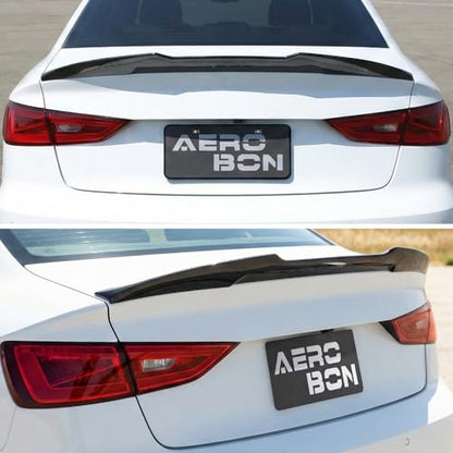 AeroBon Real Carbon Fiber Trunk Spoiler Compatible with 2014-2020 Audi A3 S3 RS3 Spoiler 8V Sedan Rear Spoiler (H Style) High Kick - size: H