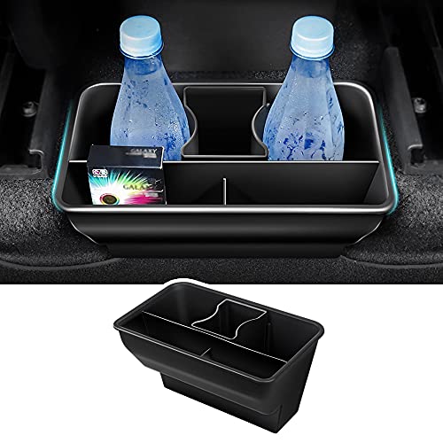 Karltys Rear Center Console Organizer for Tesla Model Y 2020-2024 2025 Accessories 2nd Row Back Seat Storage Box Under Seat Rear Middle Air Outlet Trash Can Container Bin ABS Black(Not for Juniper)