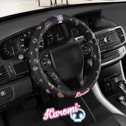 Sanrio Kuromi Car Trunk Organizer, Steering Wheel Cover, Air Freshener & Refill – Cute, Collapsible, Heavy-Duty Storage & Car Accessories for Groceries, Tools, Travel – 12.5"L x 12.5"W x 9"H - style: Pack Kuromi