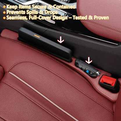 Car Seat Gap Filler Organizer of 2 - No Drop Seat Guard, Universal Car Seat Gap Filler, Durable Non-Slip Material, Easy 10-Second Install for Cars, Trucks & SUV(Red) - color: Red