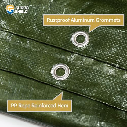 GUARD SHIELD Green Tarp Waterproof 10x10 Feet Medium Duty All Purpose Poly Tarps Cover 7mil - color: Green, size: 10x10