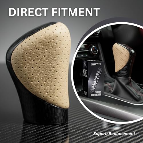 Gear Shift Knob Shifter for Lexus ES GS GX is NX RC RX 200t 300 350 3450h 450hL 350L (Beige Ivory Leather/Carbon Pattern) - color: Beige Ivory Leather / Carbon Pattern