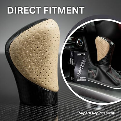 Gear Shift Knob Shifter for Lexus ES GS GX is NX RC RX 200t 300 350 3450h 450hL 350L (Beige Ivory Leather/Carbon Pattern) - color: Beige Ivory Leather / Carbon Pattern