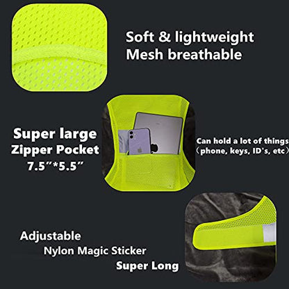 Reflective Vest Safety Running Gear with Pocket for Running Biking Walking - color: Neon Yellow, size: X-Large
