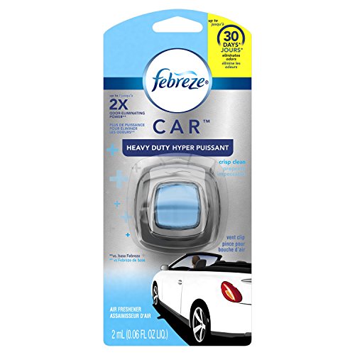 Febreze Air Freshener, Car Vent Clip Air Freshener, Heavy Duty Air Freshener, Crisp Clean Air Freshener - size: 1 count (Pack of 1)