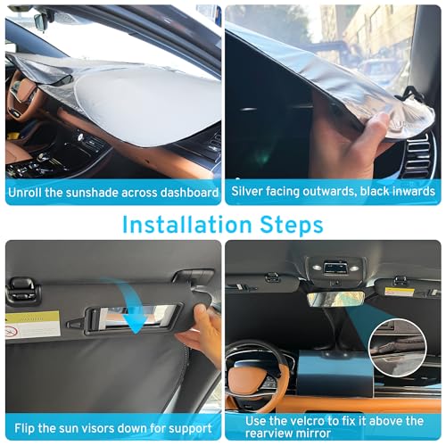 Car Windshield Sun Shade Sunshade Compatible with Chevrolet Chevy Silverado EV/GMC Sierra EV 2024-2025 2026 Large Truck Accessories, Foldable Car Front Window Sun Shield Visor