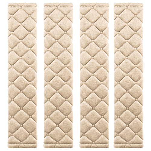 4 Pack Universal Car Seat Belt Pads, Adult Seat Belt Shoulder Strap Covers Harness Pad for Car/Bag,Soft Comfort Helps Protect You Neck Shoulder from The Seat Belt Rubbing (4pack-Beige) - color: beige