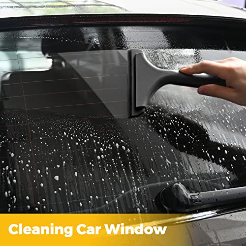 Gomake Small Silicone Squeegee Window Shower Squeegee Tool,Auto Water Blade for Car Windshield, Window, Mirror, Glass Door,Bathroom - color: Black+black