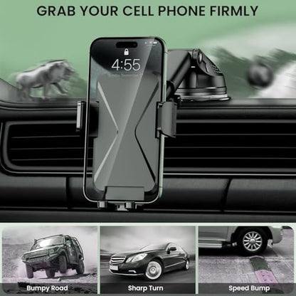 Universal Car Phone Mount Holder - [Military-Grade Suction Cup & Secure Clip] 3-in-1 Windshield, Dashboard, Air Vent Car Phone Mount Compatible with All iPhone & Smartphones - style: Modle-D
