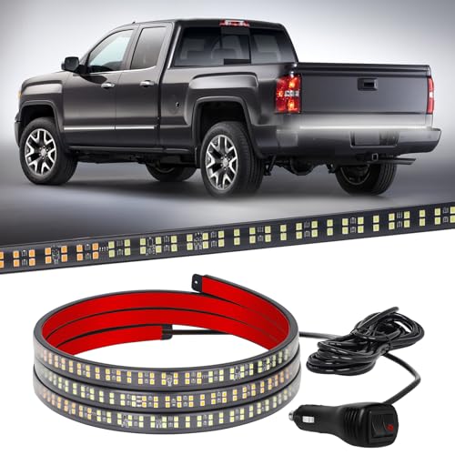 XRIDONSEN 60 inch Truck Tailgate White Strobe Lights Strip 360 LED Tail Emergency Light Bar Flashing Warning Hazard Safety Rear Lights for Tow Plow Trucks Construction Vehicles Pickup Trailer - color: White