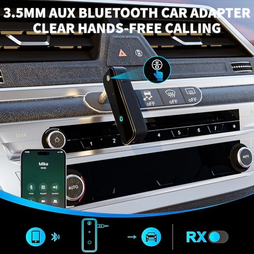 Aux Bluetooth Adapter Portable 3.5mm Blue-tooth Aux Adapter for Car 2 in 1 Wireless Bluetooth Receiver for Car/Home/TV Audio/Speakers/Headphones/Stereo System,Hands-Free Call 33FT Widely Working Range