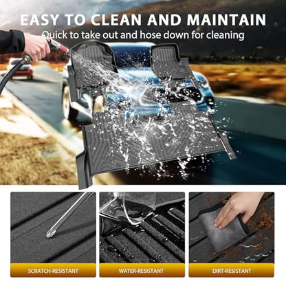Powerty Floor Mats Truck Bed Mat for 2017-2024 2025 2026 Ford F250/F350/F450 Super Duty Crew Cab Accessories All Weather TPE Custom Fit Truck Floor Bed Liners - size: 3)Ford F250/F350/F450｜17-26｜Truck Combo Set